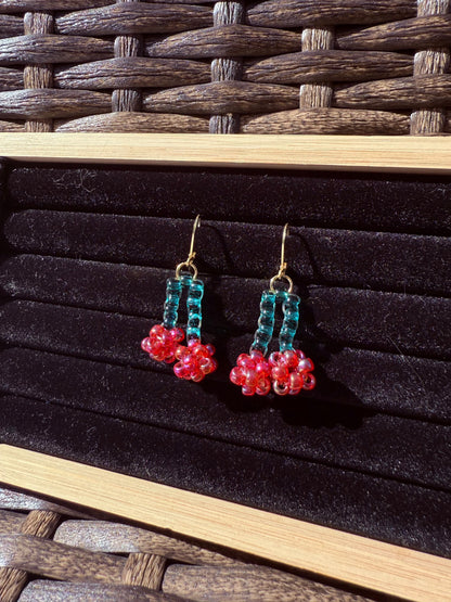 Beaded Cherry Earrings