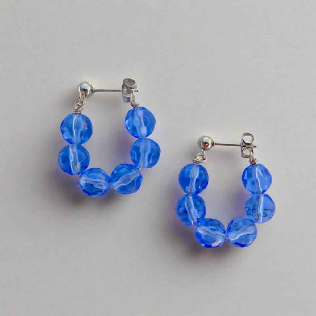 Big blue hoop earrings 