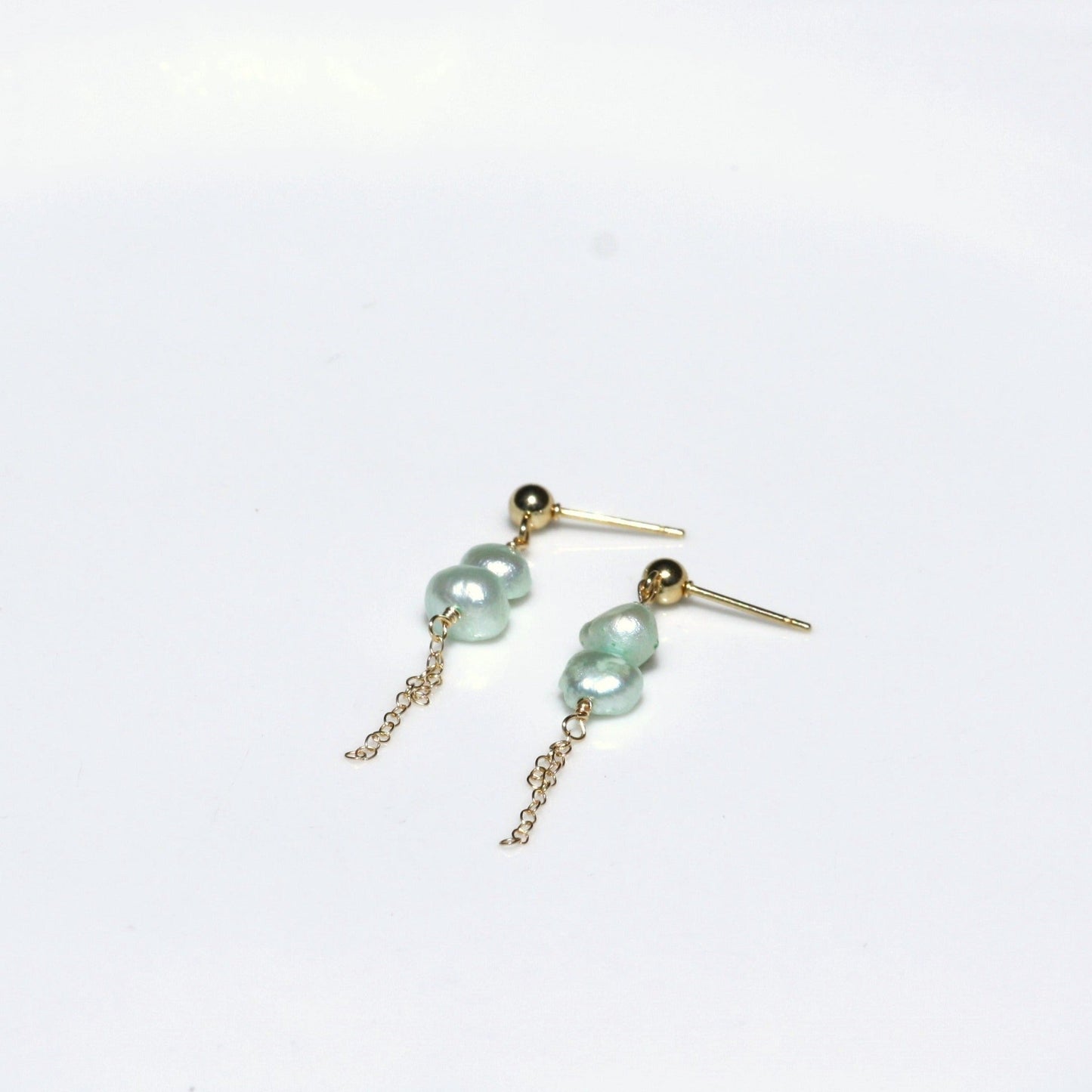 Ball post earrings with blue earrings 