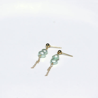 Ball post earrings with blue earrings 