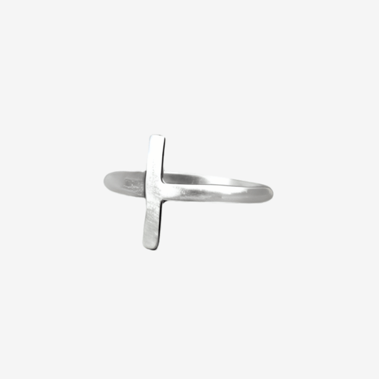 Handmade sterling silver cross ring.